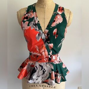 Marissa Webb Floral Cutout Peplum Top